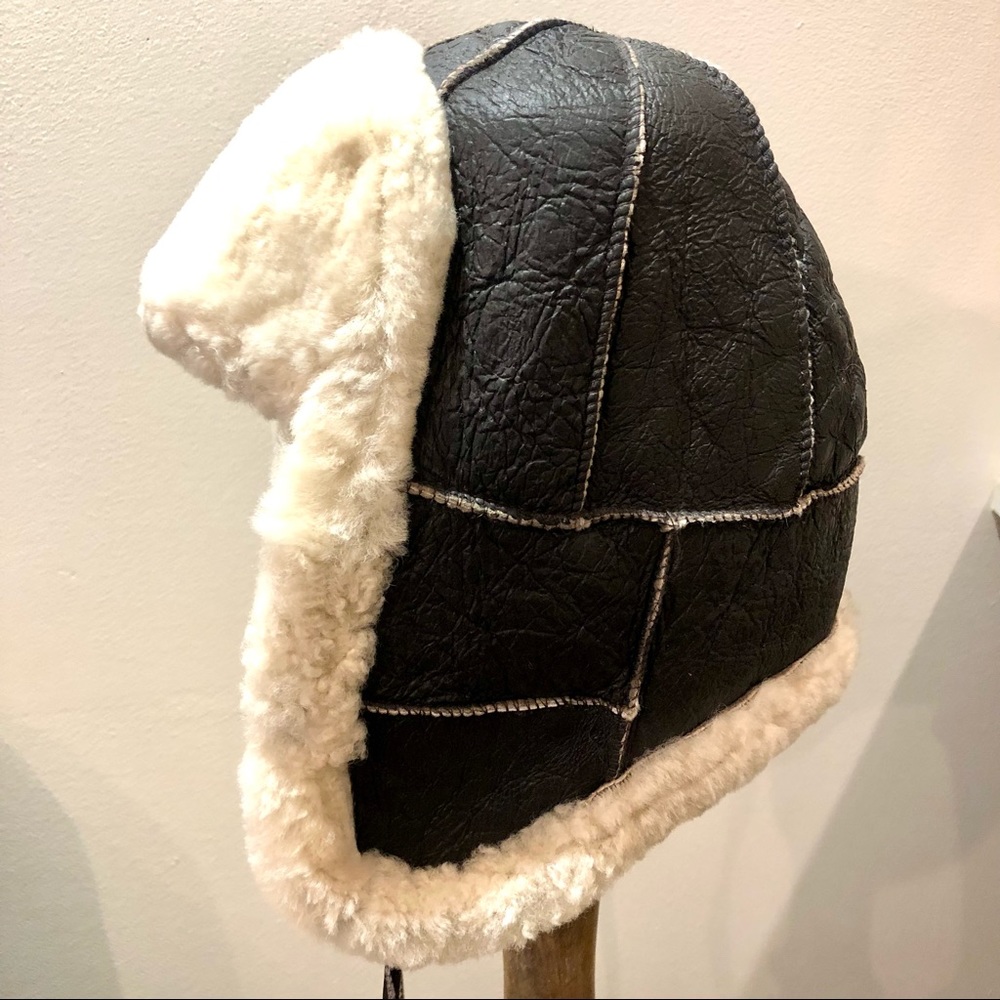 Shearling Sheepskin Leather Trapper/Aviator Hat , unisex